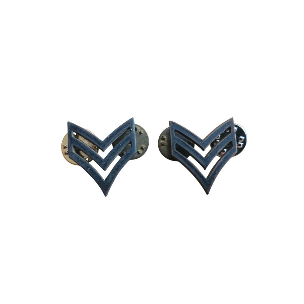 Lot of 2 US Army Rank Insignia Pins – Corporal CPL E-4 Chevrons Brass G.I.